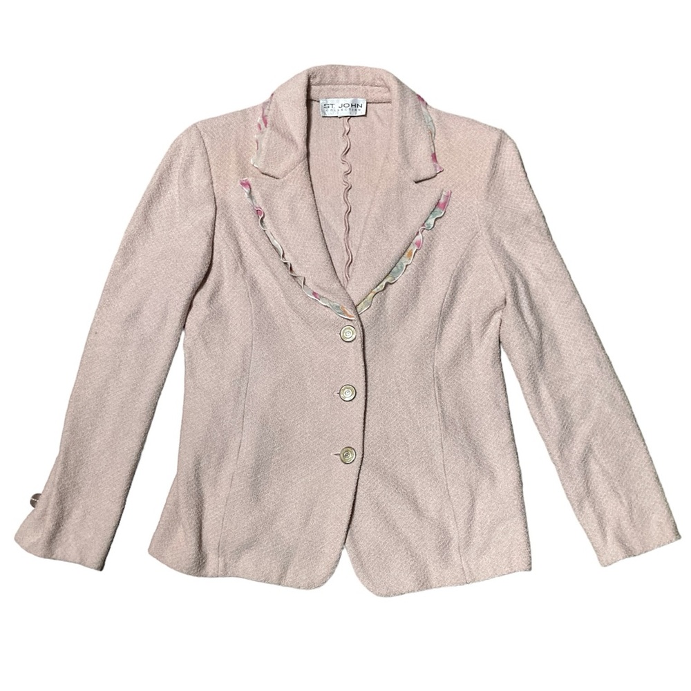 St. John Basics Santana Knit Blazer Jacket Women’s Size 10 in Light Pink - Picture 2 of 8